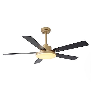 52" Modern Integrated LED Dimmable Smart Ceiling Fan with Light and Remote, APP Control