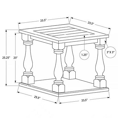 Antique - Style Coffee Colored Side Table with A Rubbed Gris Finish 23.5 x 23.5 x 25.25 in