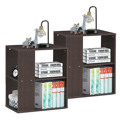 Gymax 2pcs 2-Tier Side Sofa End Table Bedside Nightstand Table