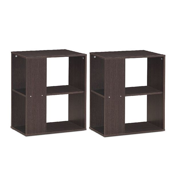 Gymax 2pcs 2-Tier Side Sofa End Table Bedside Nightstand Table