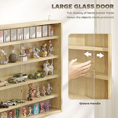 HOMCOM 5-Tier Display Cabinet Glass Cabinet with 4 Adjustable Shelves