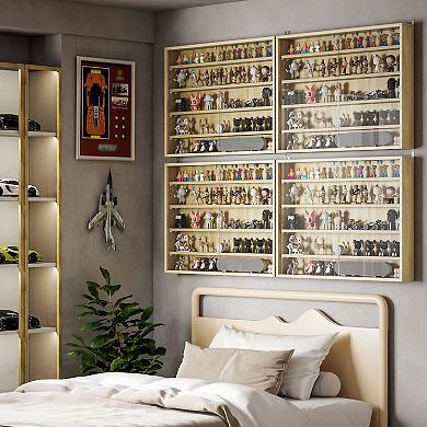 HOMCOM 5-Tier Display Cabinet Glass Cabinet with 4 Adjustable Shelves