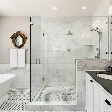 Non-Slip Bathroom Step Stool Non-Slip Surface with Drainage Holes and Rubber Feet for Shower