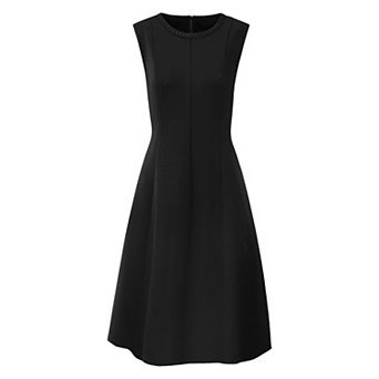 Women's Sleeveless Dress A Line Crew Neck Business Work Flare Dresses