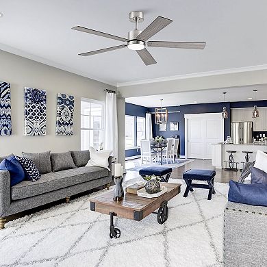 52" Modern Plywood 5 Blades Dimmable Integrated LED Smart Ceiling Fan with APP Control