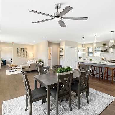 52" Modern Plywood 5 Blades Dimmable Integrated LED Smart Ceiling Fan with APP Control