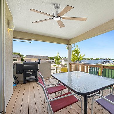 52" Modern Plywood 5 Blades Dimmable Integrated LED Smart Ceiling Fan with APP Control