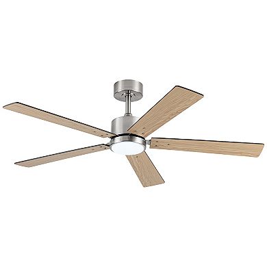 52" Modern Plywood 5 Blades Dimmable Integrated LED Smart Ceiling Fan with APP Control