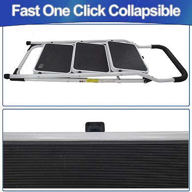 3 Step Folding Steel Ladder Stool - Non-Slip Platforms & Ergonomic Handle for Kitchen Use, 45"