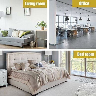 Gymax Three Tier Nightstand Bedside Table Sofa Side End Table w/Double Shelves Drawer