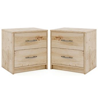 Gymax 2 pc 2-Drawer Nightstand Modern Bedside Table w/ Storage for Living Room Bedroom
