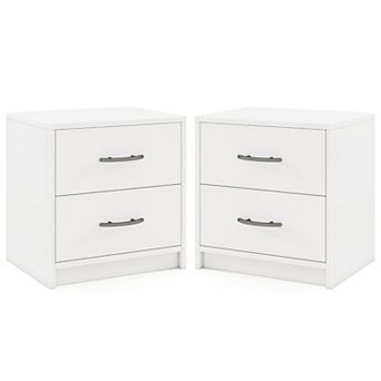 Gymax 2 pc 2-Drawer Nightstand Modern Bedside Table w/ Storage for Living Room Bedroom