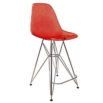 Leisuremod Cresco Modern Acrylic Barstool With Chrome Base And Footrest