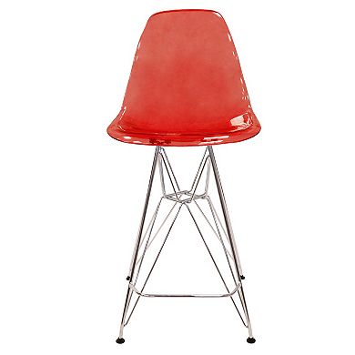 Leisuremod Cresco Modern Acrylic Barstool With Chrome Base And Footrest