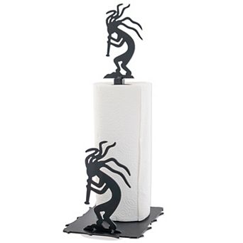 Kokopelli Paper Towel Holder Countertop - Black Metal Rustic Southwestern, Fits Jumbo Rolls 17.5"