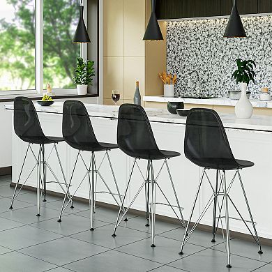 Leisuremod Cresco Modern Acrylic Barstool With Chrome Base And Footrest