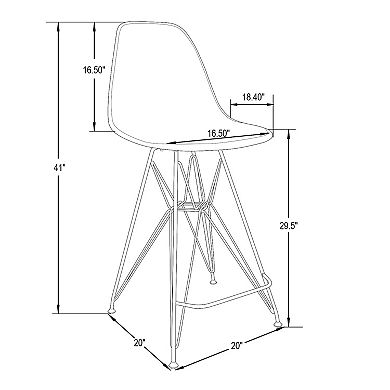 Leisuremod Cresco Modern Acrylic Barstool With Chrome Base And Footrest