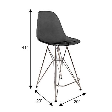 Leisuremod Cresco Modern Acrylic Barstool With Chrome Base And Footrest