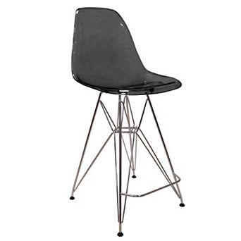 Leisuremod Cresco Modern Acrylic Barstool With Chrome Base And Footrest