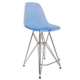 Leisuremod Cresco Modern Acrylic Barstool With Chrome Base And Footrest