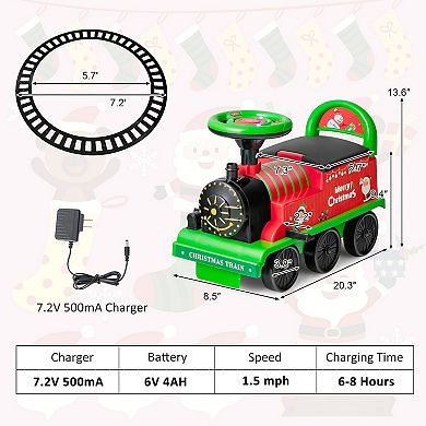 Gymax 6V Electric Kids Ride On Train Motorized Train Toy w/ Track & 6 Wheels