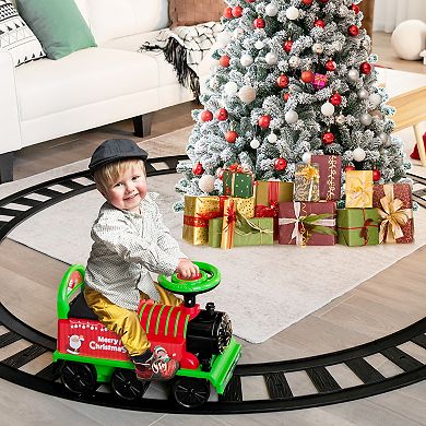 Gymax 6V Electric Kids Ride On Train Motorized Train Toy w/ Track & 6 Wheels