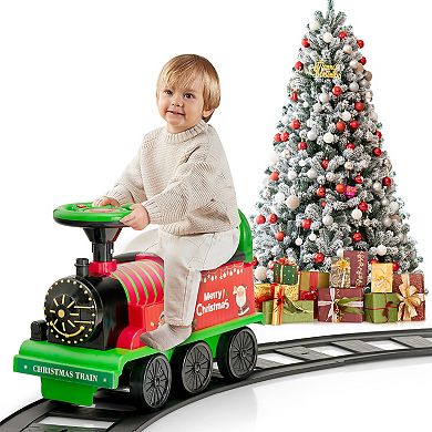 Gymax 6V Electric Kids Ride On Train Motorized Train Toy w/ Track & 6 Wheels
