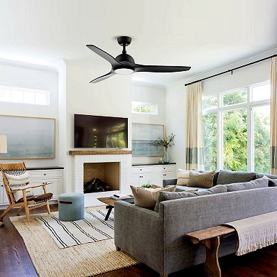 52" Modern ABS 3-blade Dimmable LED Propeller Ceiling Fan with Light and Remote