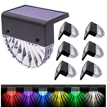 6 Pack Outdoor Solar Deck Lights Waterproof RGB Color Changing with White Modes for Stairs