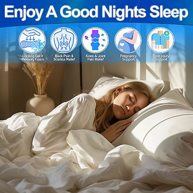 Cooling Knee Pillow for Side Sleepers Memory Foam with Cooling Gel, Back Pain Relief