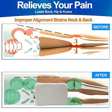 Cooling Knee Pillow for Side Sleepers Memory Foam with Cooling Gel, Back Pain Relief