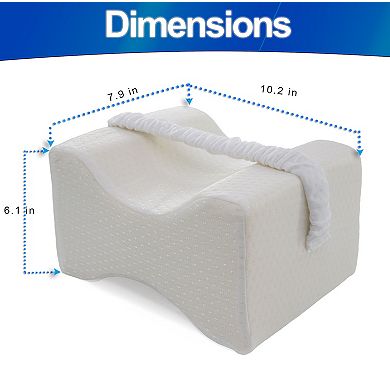 Memory Foam Knee Pillow for Side Sleepers Elastic Strap, Back Hip Knee Pain Relief