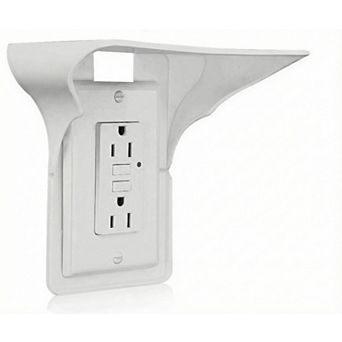Outlet Shelf Extender Easy Install White Plastic with Cord Access for Wall