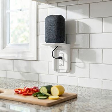 Outlet Shelf Extender Easy Install White Plastic with Cord Access for Wall