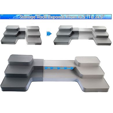 3 Tier Expandable Spice Rack Organizer with Anti-Slip Grips for Kitchen
