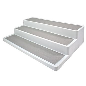 3 tier White Plastic Spice Rack Organizer Non-Slip for Kitchen Cabinets