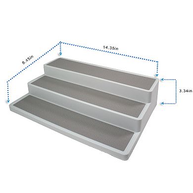 3-Tier White Plastic Spice Rack Organizer Non-Slip for Kitchen Cabinets
