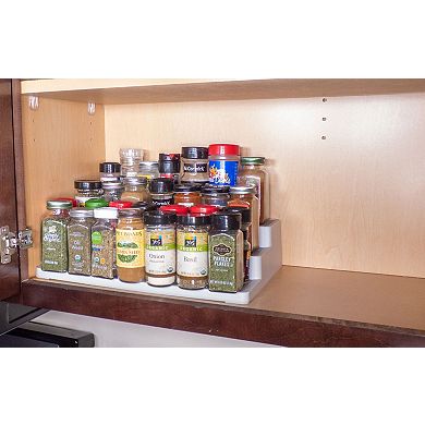 3-Tier White Plastic Spice Rack Organizer Non-Slip for Kitchen Cabinets