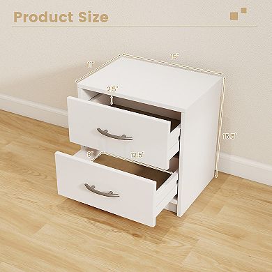 Gymax 2-Drawer Nightstand Modern Bedside Table w/ Storage for Living Room Bedroom