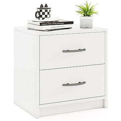 Gymax 2-Drawer Nightstand Modern Bedside Table w/ Storage for Living Room Bedroom