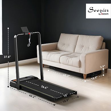Soozier Walking Pad Treadmill, Foldable Under Desk Treadmill with Incline