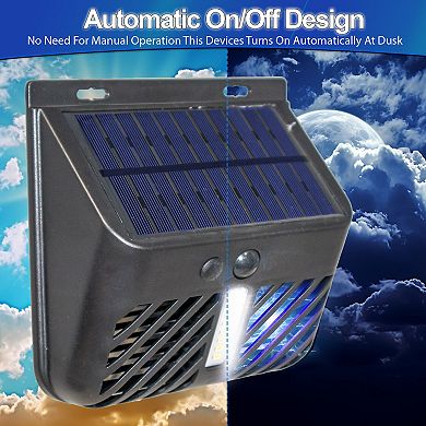 Solar UV Bug Zapper with Motion LED Light - IP65 Waterproof 25ft Detection for Patio