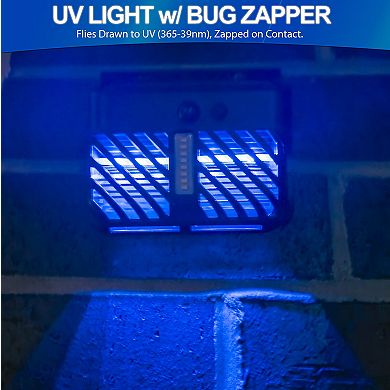 Solar UV Bug Zapper with Motion LED Light - IP65 Waterproof 25ft Detection for Patio
