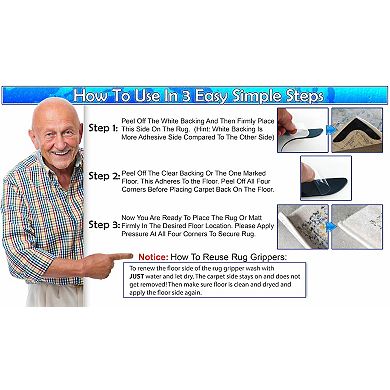 Prevent Slips with Reusable Rug Grippers 8-Piece Anti-Slip for Carpet Secure