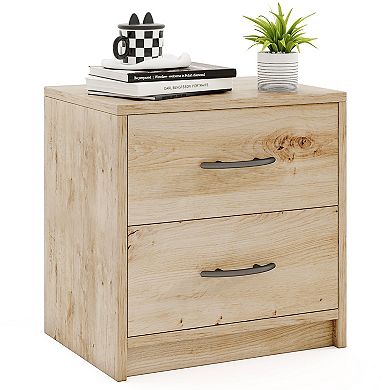 Gymax 2-Drawer Nightstand Modern Bedside Table w/ Storage for Living Room Bedroom