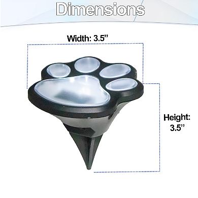 Solar Paw Shaped Garden Stake Lights Weatherproof Outdoor Pathway, Pack of 4