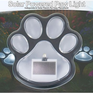 Solar Paw Shaped Garden Stake Lights Weatherproof Outdoor Pathway, Pack of 4