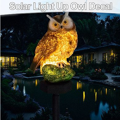 Solar Light Up Owl Garden Stake Up to 8 Hours Glow with Rotating Solar Panel