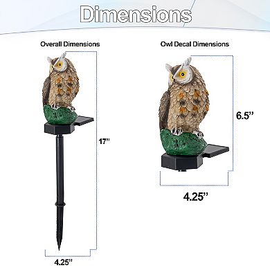 Solar Light Up Owl Garden Stake Up to 8 Hours Glow with Rotating Solar Panel