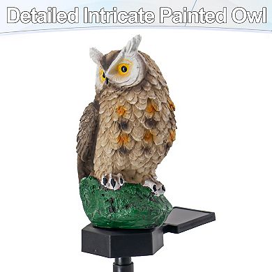 Solar Light Up Owl Garden Stake Up to 8 Hours Glow with Rotating Solar Panel